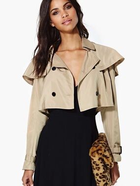 REHAB Woman’s Cropped tan Trench Coat Jacket Size Medium